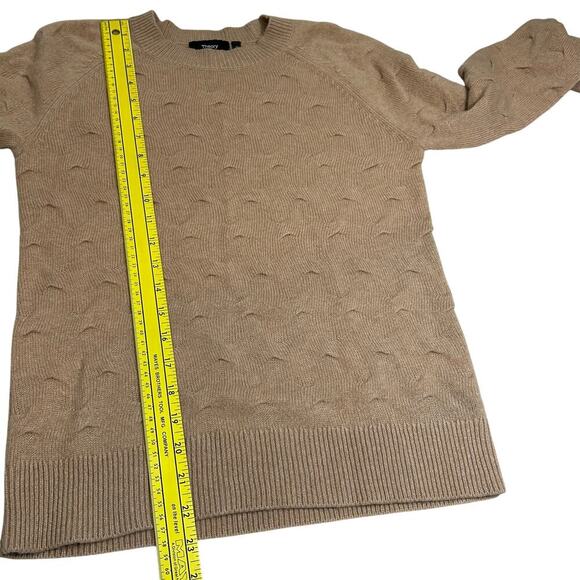 Theory 100% Cashmere Tucked Sweater Camel Size P Quiet Luxury Preppy Old Money - Picture 8 of 8